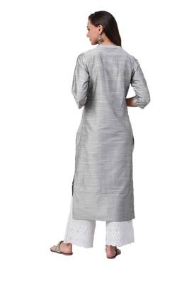 Silver plain art silk ethnic-kurtis 2