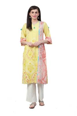 Lemon printed liva ethnic-kurtis 1