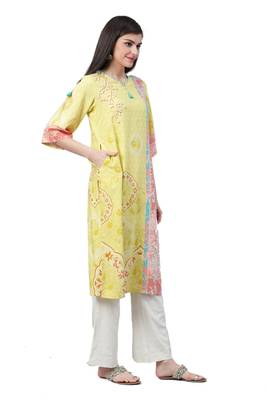 Lemon printed liva ethnic-kurtis 3