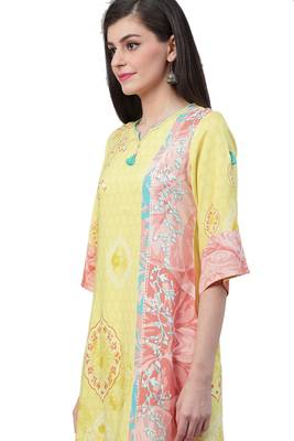 Lemon printed liva ethnic-kurtis 4