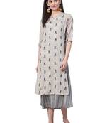 Blue printed liva long-kurtis