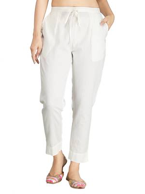 White plain cotton trousers 1