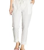 White plain cotton trousers