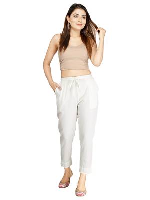 White plain cotton trousers 2