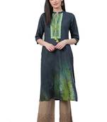 Grey printed liva ethnic-kurtis