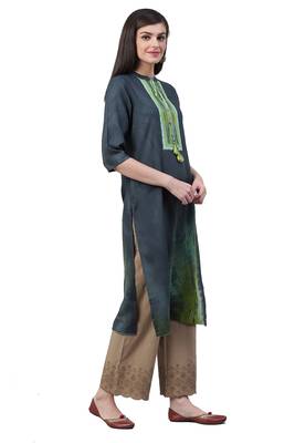 Grey printed liva ethnic-kurtis 3