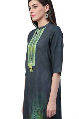 Grey printed liva ethnic-kurtis 4