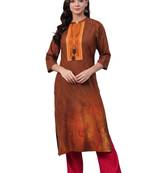 Brown printed liva ethnic-kurtis
