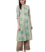 Beige printed liva ethnic-kurtis