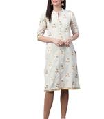 White printed cotton ethnic-kurtis