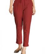 Red plain cotton trousers