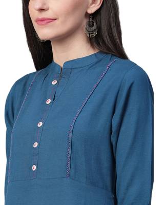 Navy-blue plain rayon ethnic-kurtis 4