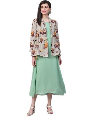 Grey printed cotton long-kurtis 1