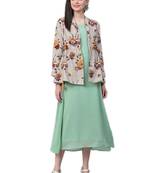 Grey printed cotton long-kurtis