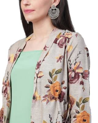 Grey printed cotton long-kurtis 4
