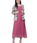 Grey printed cotton long-kurtis