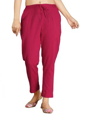 Pink plain cotton trousers 1