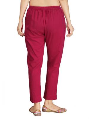 Pink plain cotton trousers 4