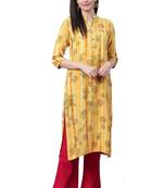Yellow printed liva ethnic-kurtis