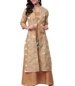 Beige plain art silk ethnic-kurtis
