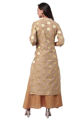Beige plain art silk ethnic-kurtis 2