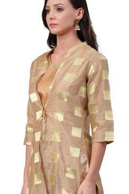 Beige plain art silk ethnic-kurtis 4