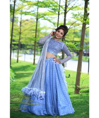 Gray Mirror crop-top style lahenga choli 2