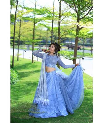 Gray Mirror crop-top style lahenga choli 3