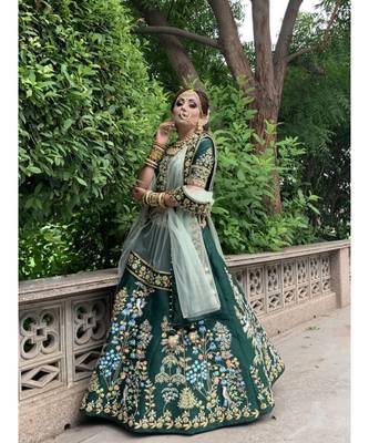 Green Colour Bridal Lahenga Choli Heavy Work 1