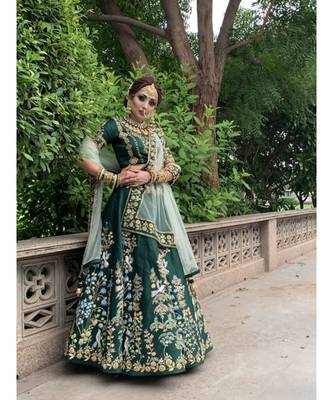 Green Colour Bridal Lahenga Choli Heavy Work 3