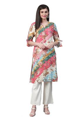 Multicolor printed liva ethnic-kurtis 1