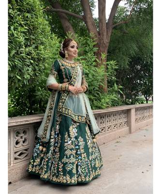 Green Colour Bridal Lahenga Choli Heavy Work 4