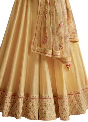 Beige Embroidered Crepe semi stitched salwar with dupatta 3