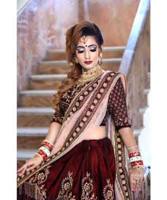 Peach Colour Row Silk Bridal Lahenga Choli 3