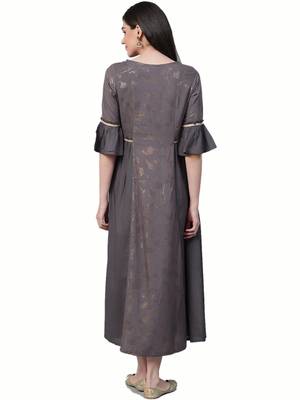 Grey printed liva long-kurtis 2
