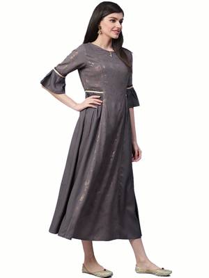Grey printed liva long-kurtis 3