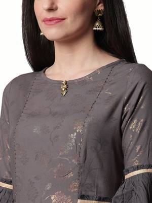 Grey printed liva long-kurtis 4