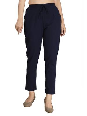 Blue plain cotton trousers 1