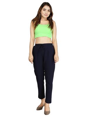 Blue plain cotton trousers 2