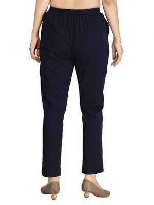 Blue plain cotton trousers 4