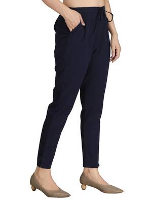 Blue plain cotton trousers 5