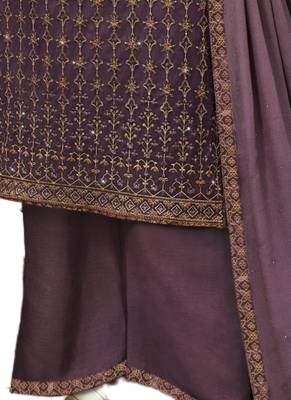 Purple Embroidered Net semi stitched salwar with dupatta 3