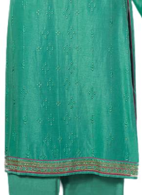 Green Embroidered Crepe semi stitched salwar with dupatta 3