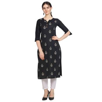 Black printed cotton ethnic-kurtis 1