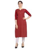 Red printed cotton ethnic-kurtis