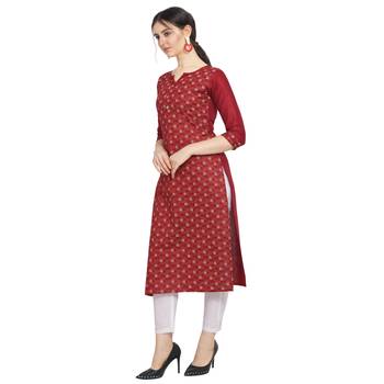 Red printed cotton ethnic-kurtis 2