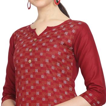 Red printed cotton ethnic-kurtis 4
