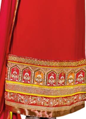Peach embroidered Georgette unstitched salwar with dupatta 3