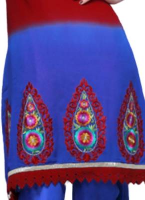 Blue Embroidered Georgette semi stitched salwar with dupatta 3