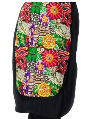 Black Embroidered Georgette semi stitched salwar with dupatta 3